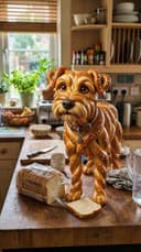 a dog transformed into a soft pretzel